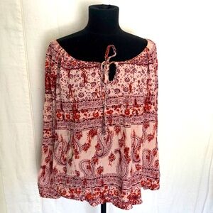 Charlotte Russe Off the shoulder boho top long sleeve size L